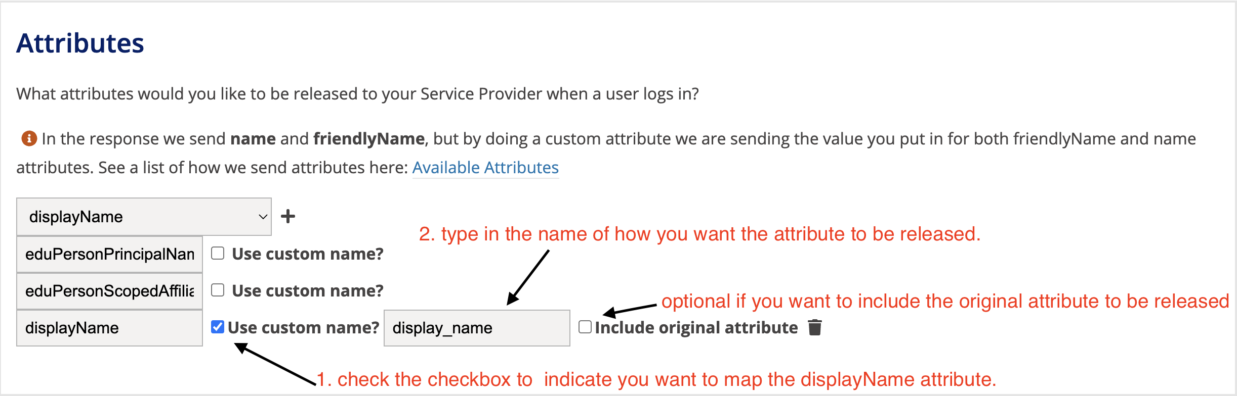 custom name checkbox